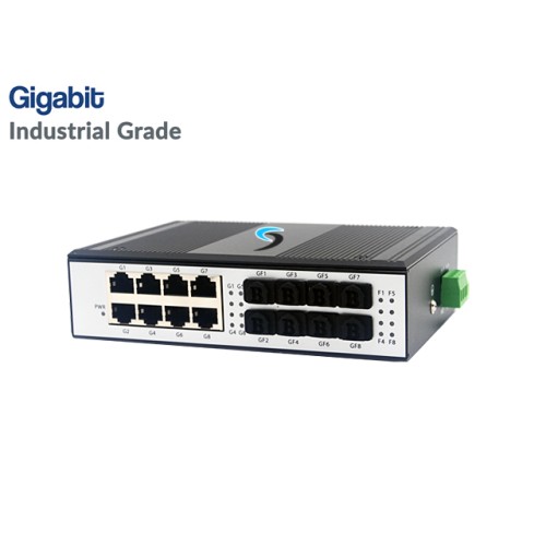 Gigabit Industrial Switch 8 Port LAN + 8 SFP Port