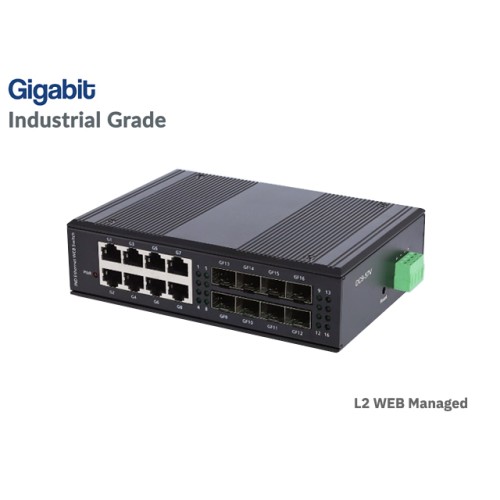 L2 Managed Gigabit Industrial Switch 8 Port + 8 SFP Port