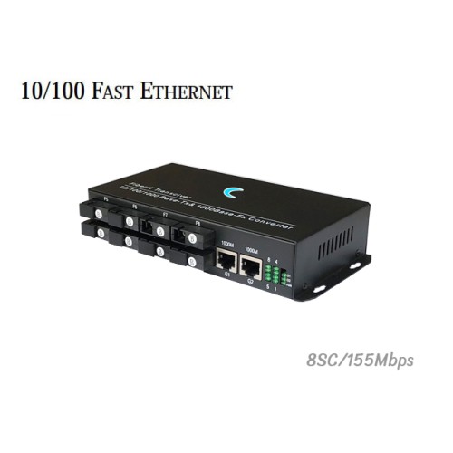 Fiber Switch SC (B) 8 Port BIDI SM 20KM 155M + 2GE Uplink