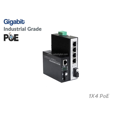 Gigabit Industrial Fiber PoE Switch 1X4 Port 20KM