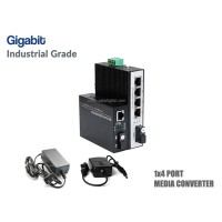 Gigabit Industrial Media Converter 1X4 Port SM BIDI 20KM