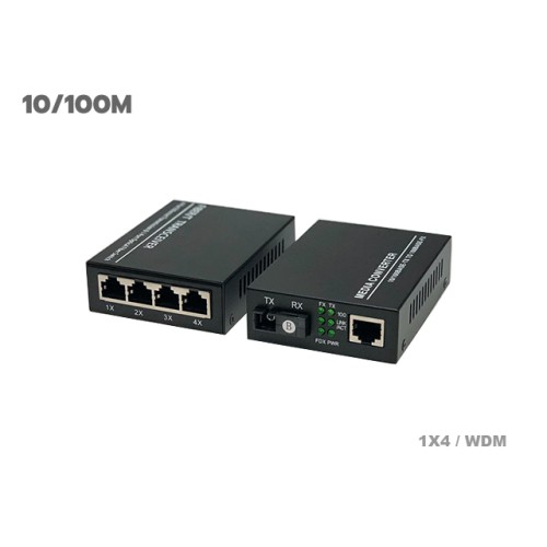 Fiber Media Converter 1X4 Port 10/100 SM BIDI 20KM