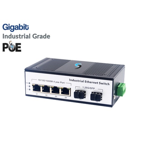 Gigabit Industrial PoE Switch 4 Port + 2 SFP Uplink