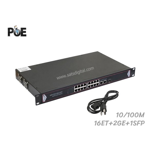 PoE Switch 16 Port 10/100 + 2GE + 1 SFP Uplink (Rack)