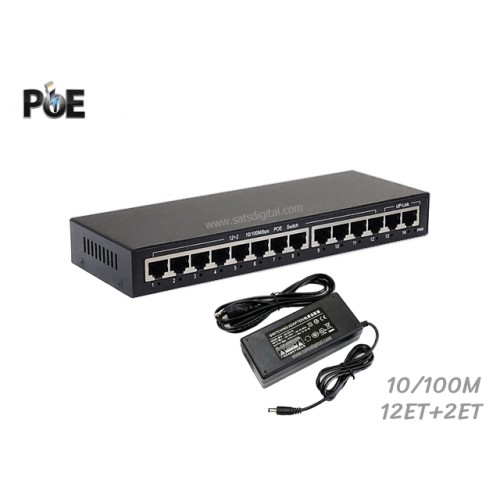 PoE Switch 12 Port 10/100 + 2 LAN FE Uplink