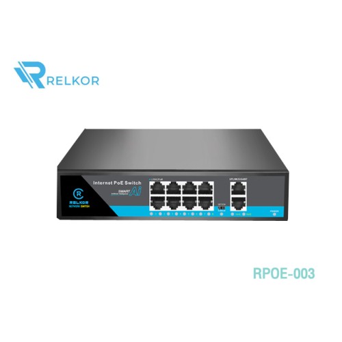 RELKOR PoE Switch 8 Port 10/100 + 2GE Uplink